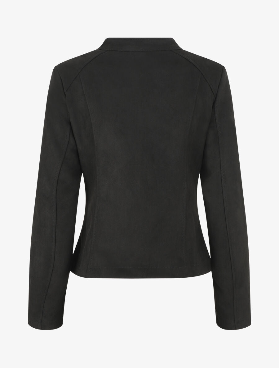 Veste droite en suédine poches zippées - Noir - 2