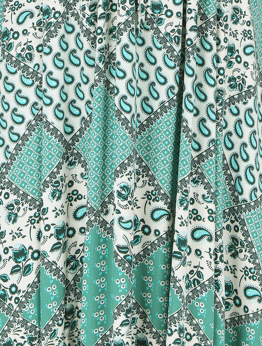 Robe longue à fines bretelles imprimé foulard - Vert - 3