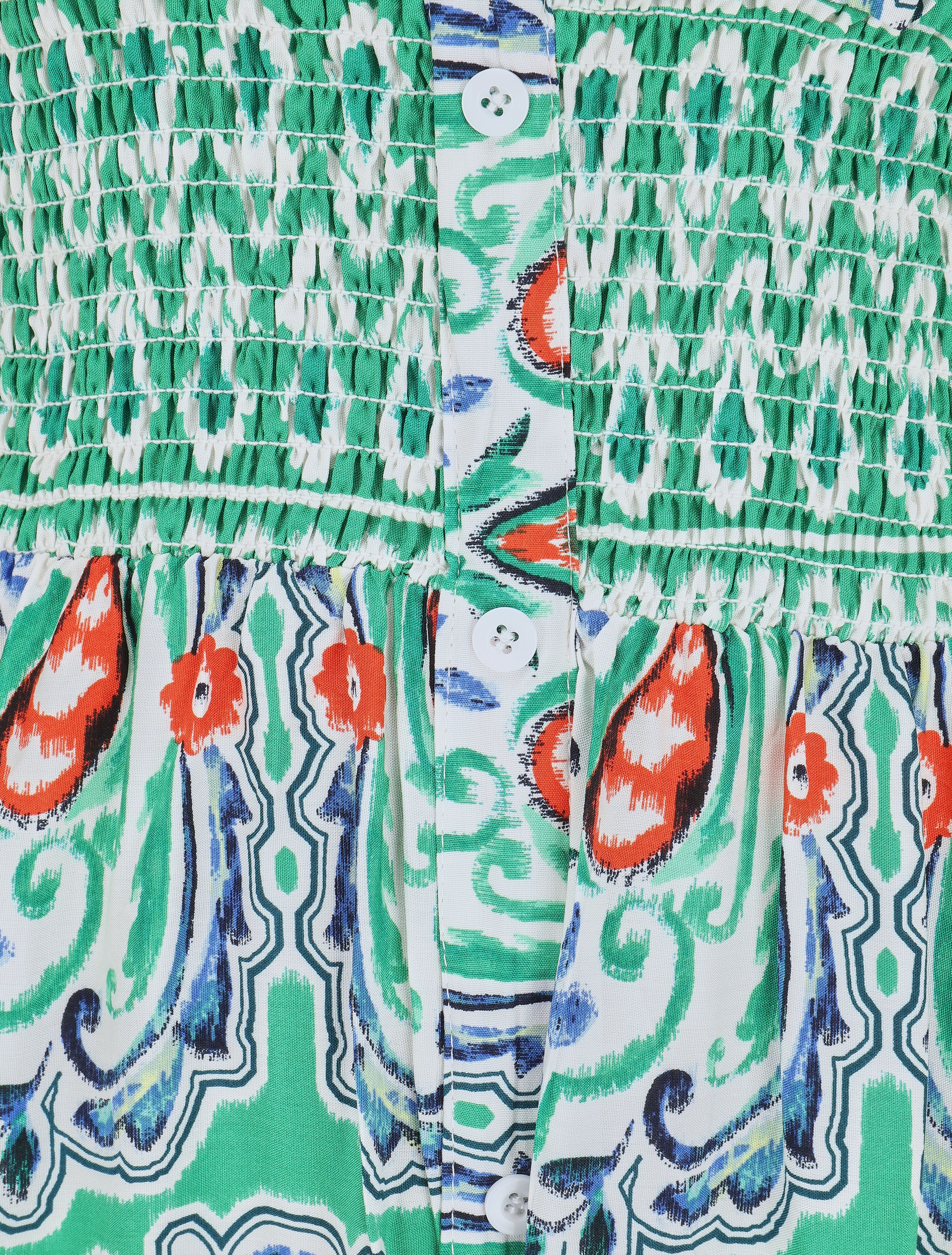 Robe longue à manches courtes imprimé fleurs graphiques - Vert - 3