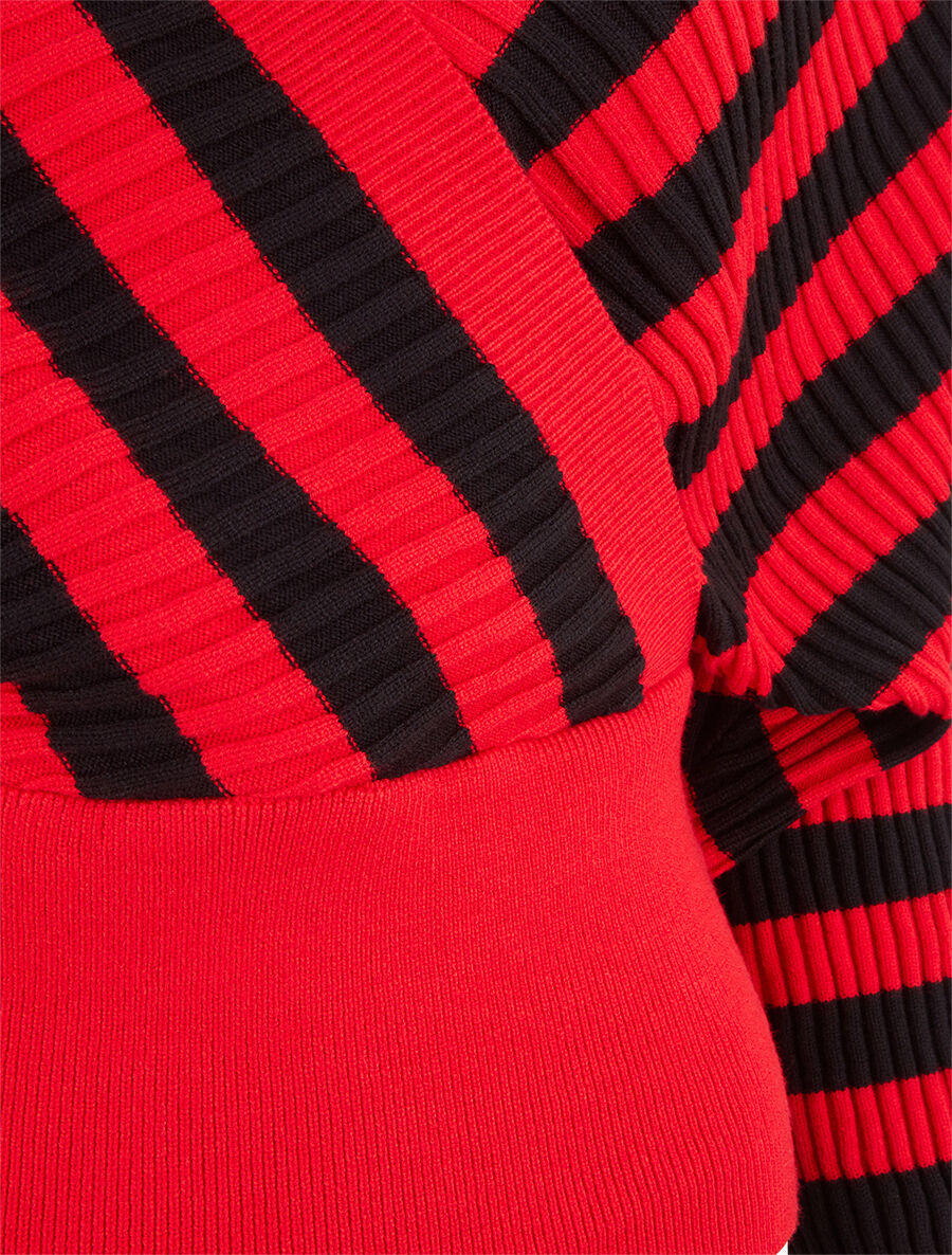 Pull cache-coeur à rayures - Rouge - 3
