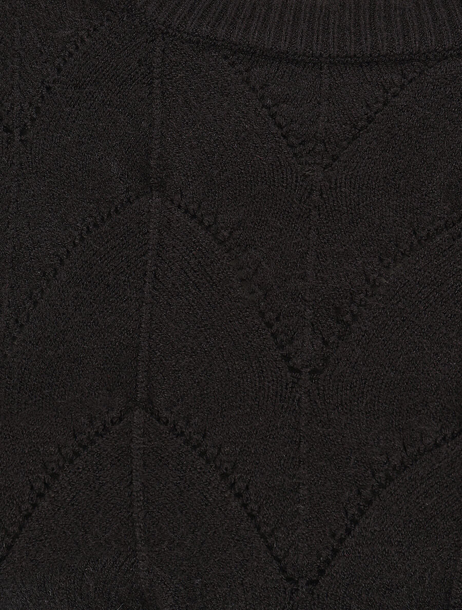 Pull uni à bords côtelés - Noir - 3