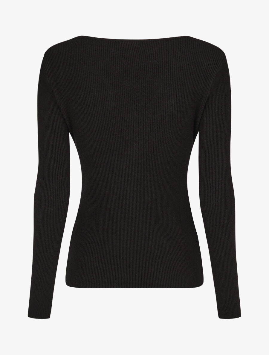 Pull col V à détail stylisé - Noir - 2