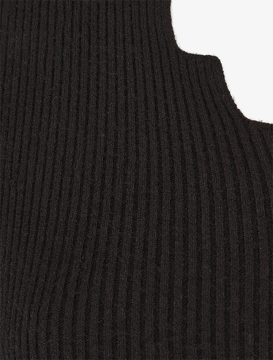 Pull col V à détail stylisé - Noir - 3