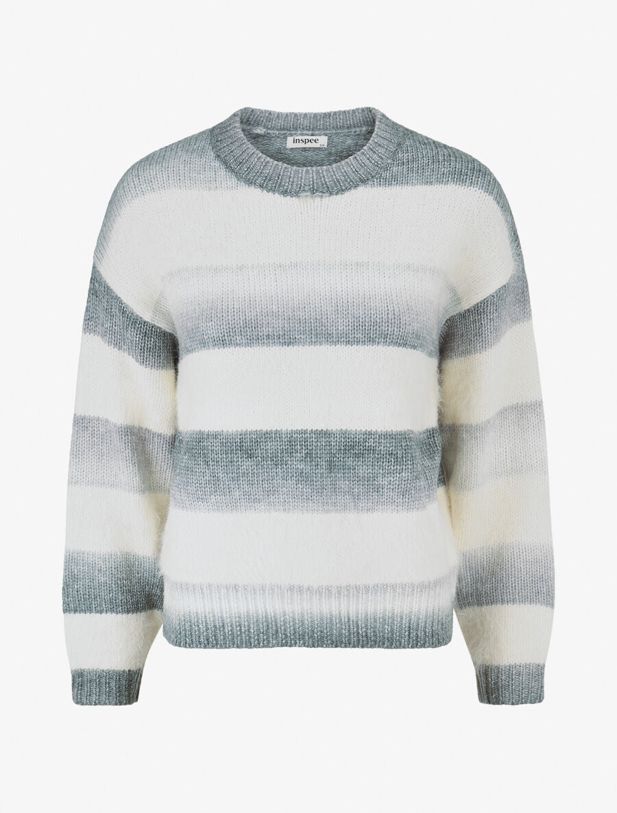 Pull duveteux rayé - Gris - 4