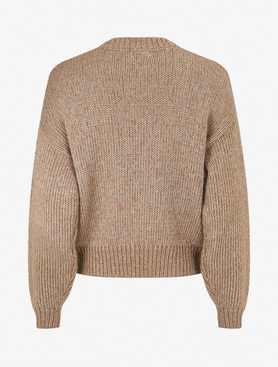 Pull uni irisé à motif floral - Taupe - 2