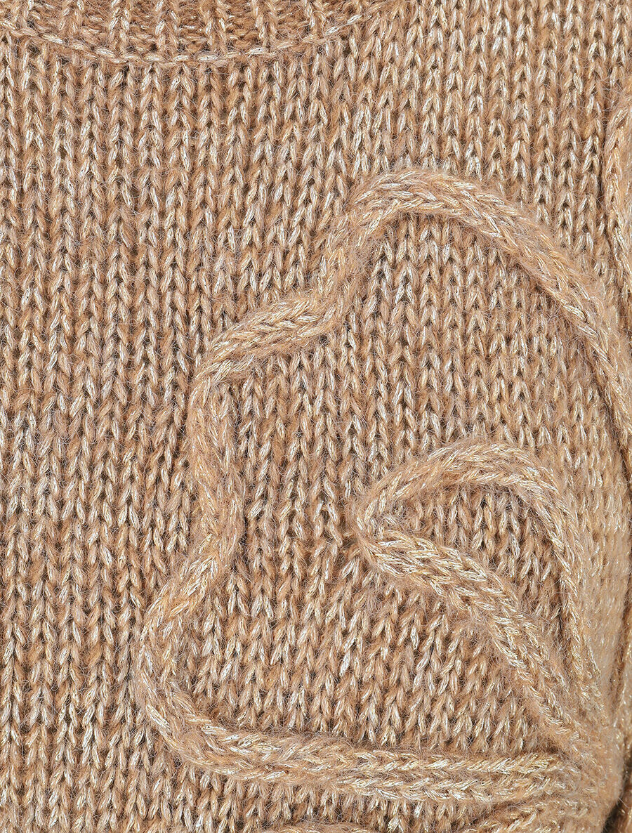 Pull uni irisé à motif floral - Taupe - 3