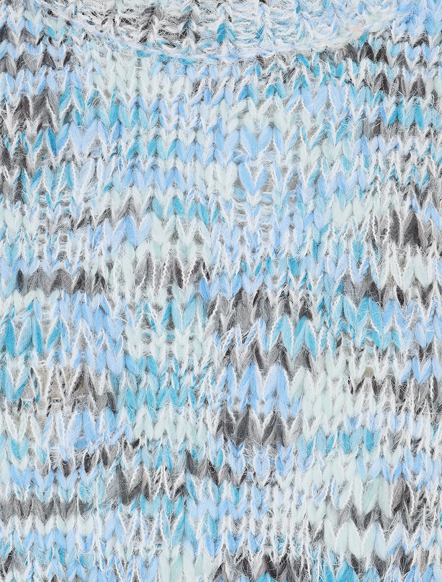 Pull duveteux à motif effet écailles - Bleu - 3