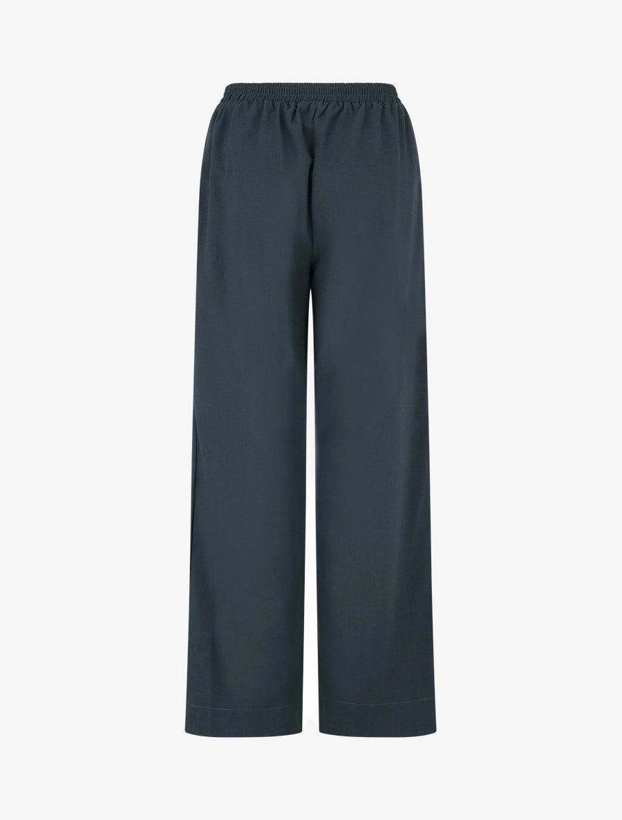 Pantalon uni droit effet lin - Bleu pétrole - 2