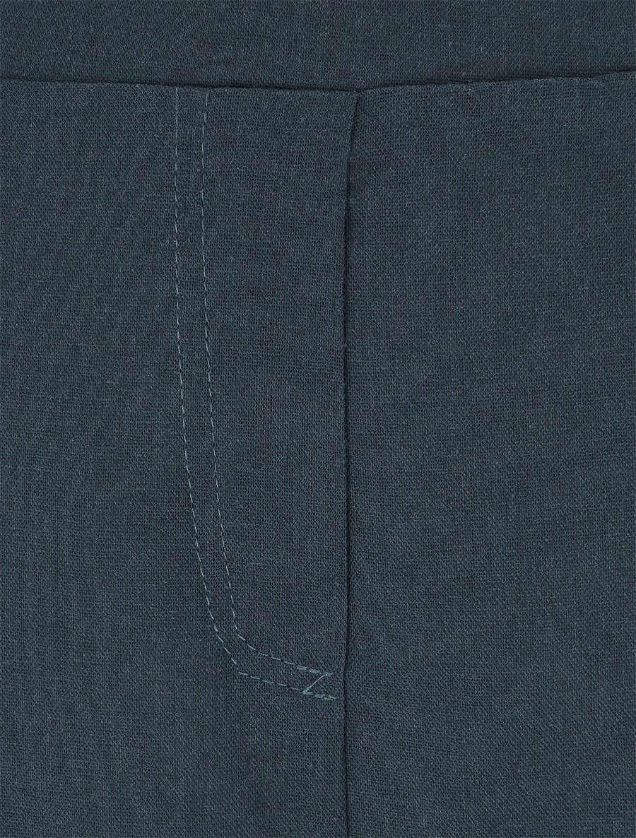 Pantalon uni droit effet lin - Bleu pétrole - 3