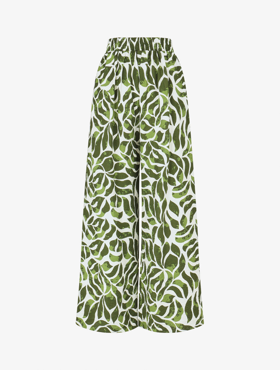 Pantalon droit imprimé abstrait - Kaki - 1