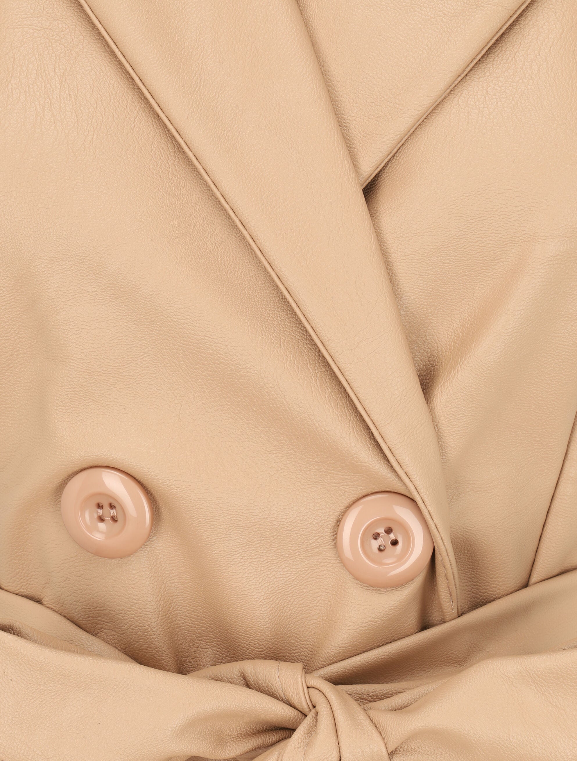 Robe blazer sans manches en simili - Beige - 3