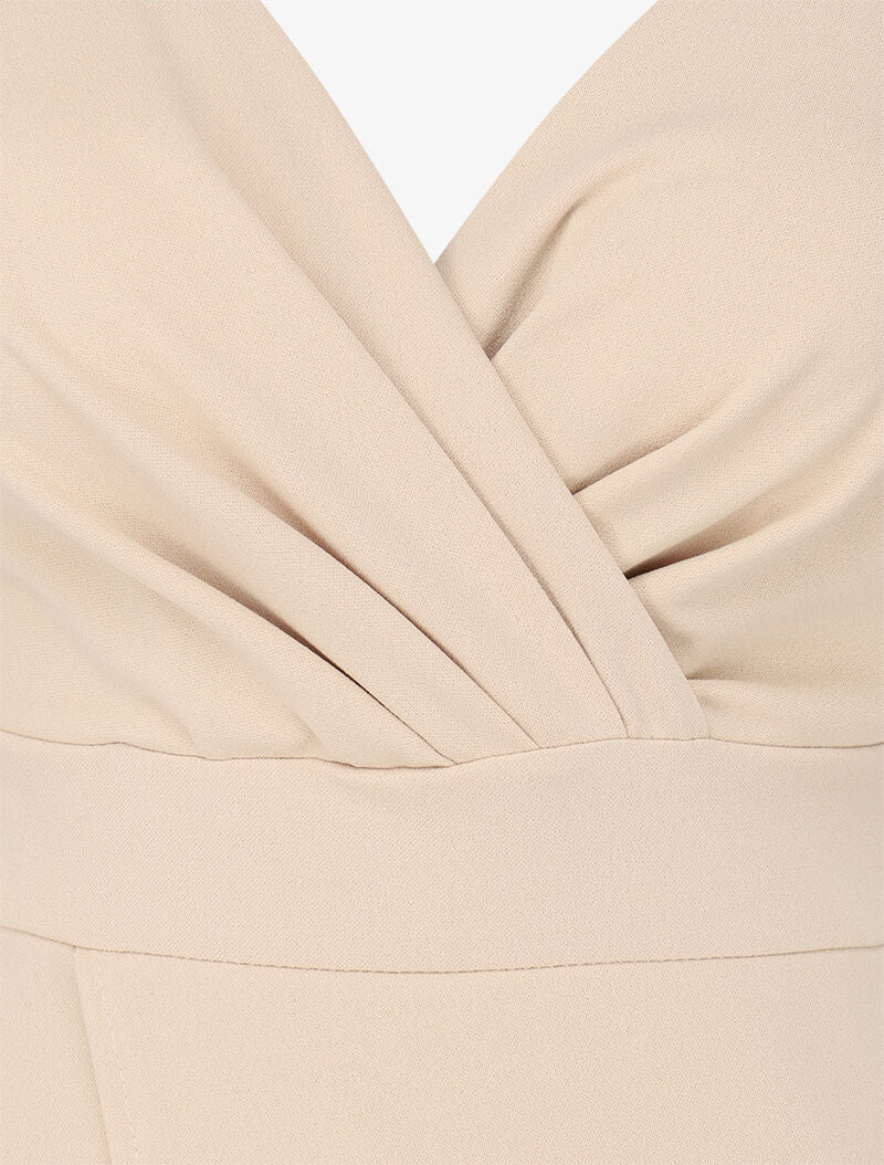 Robe cache-coeur asymétrique à fines bretelles - Beige - 3
