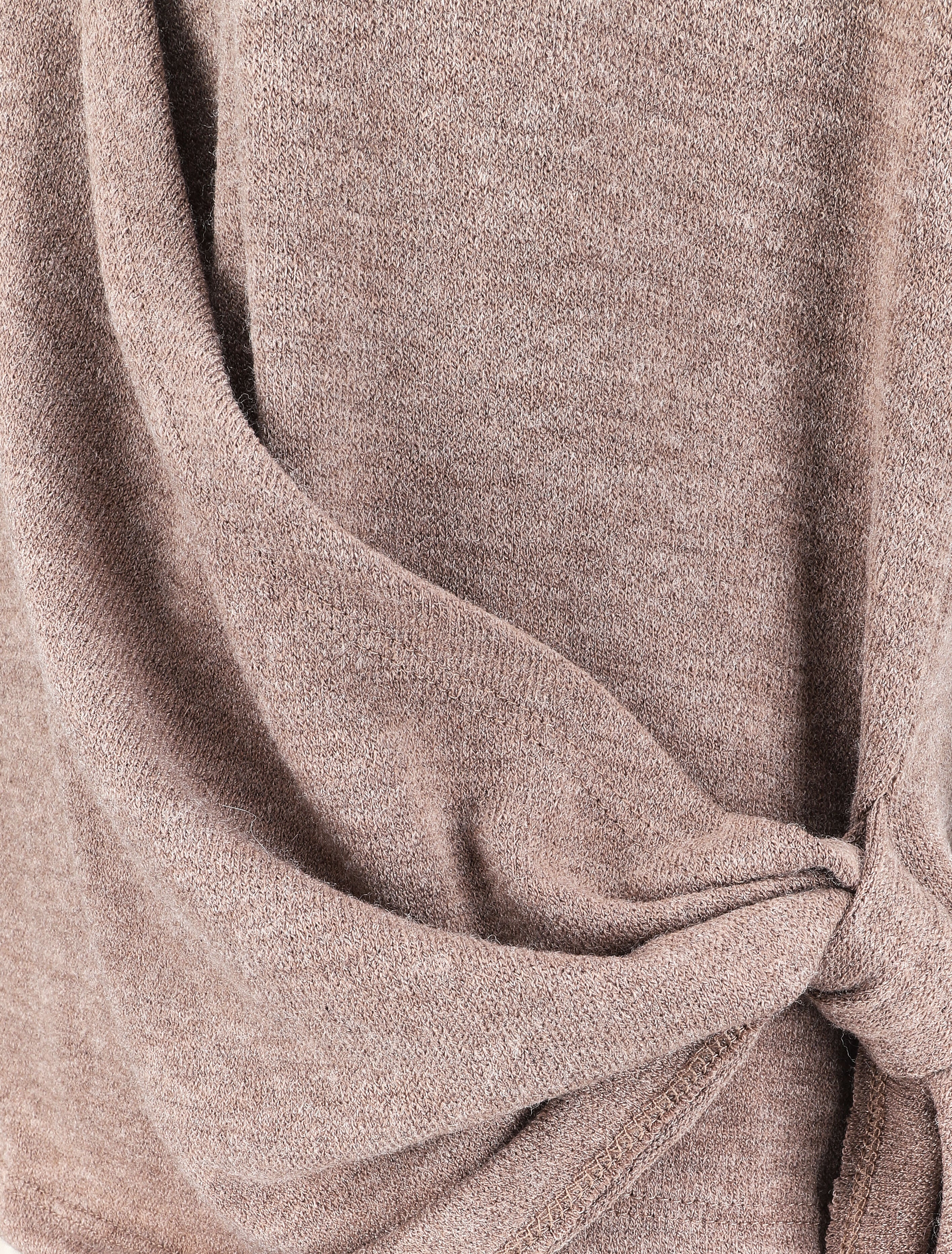 Pull cache-coeur à manches retroussables - Taupe - 3