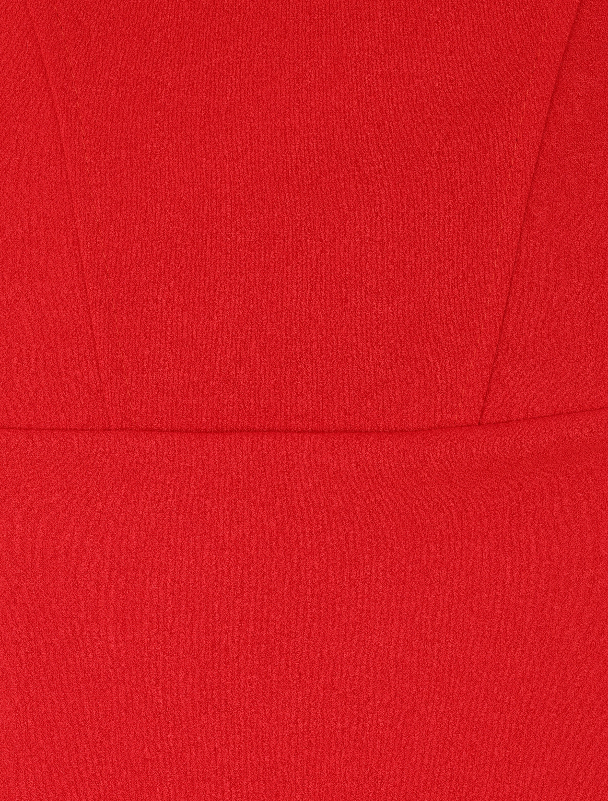 Robe à col bardot et manches en tulle - Rouge - 3