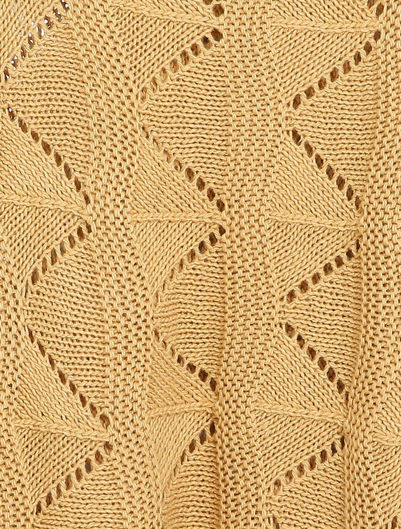 Pull loose en maille geométrique ajourée - Camel - 3