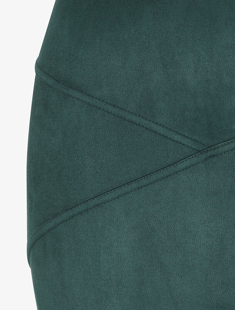 Jupe en suédine à bords asymétriques et coutures contrastantes - Vert sapin - 3
