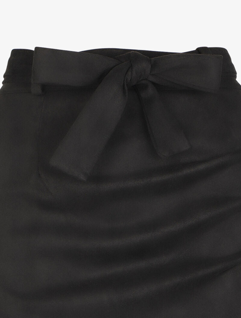 Jupe en suédine drapée style portefeuille - Noir - 3