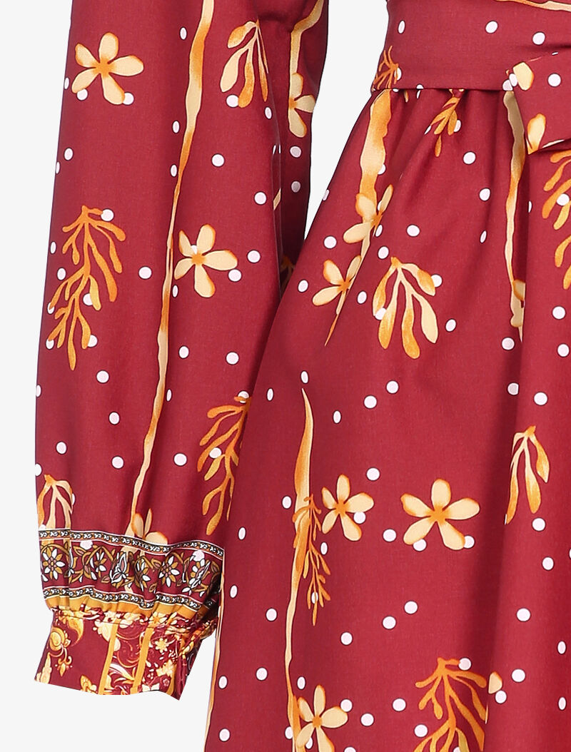 Robe patineuse courte à imprimé fleuri - Bordeaux - 3