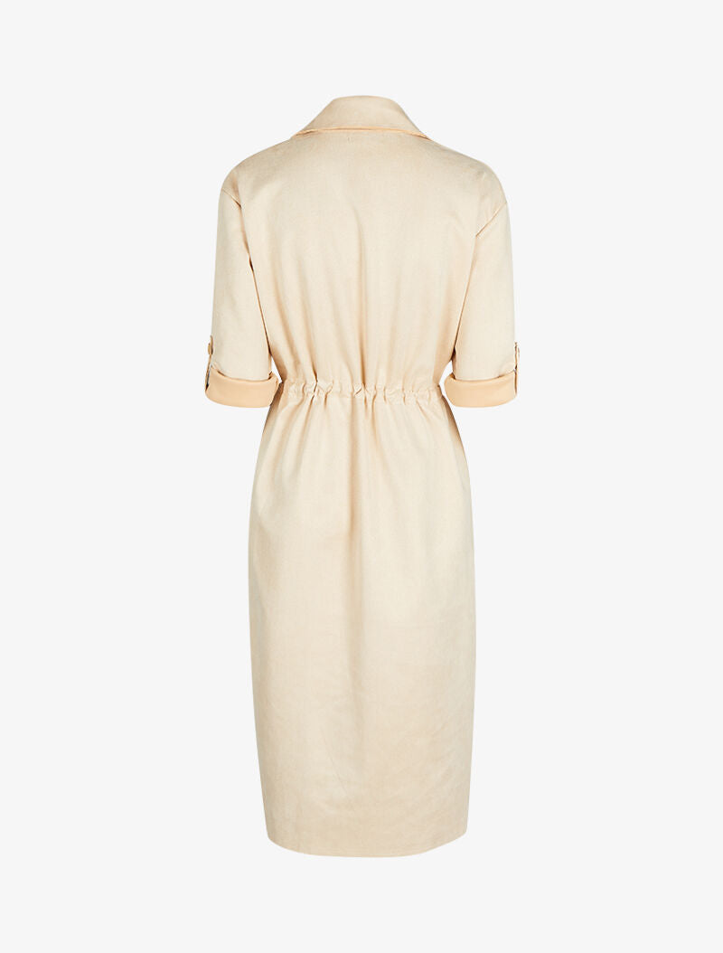Trench long en suédine à manches rabattables - Beige - 2