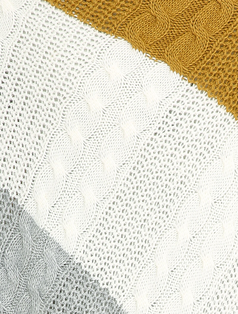 Poncho asymétrique à bandes colorées - Moutarde - 3