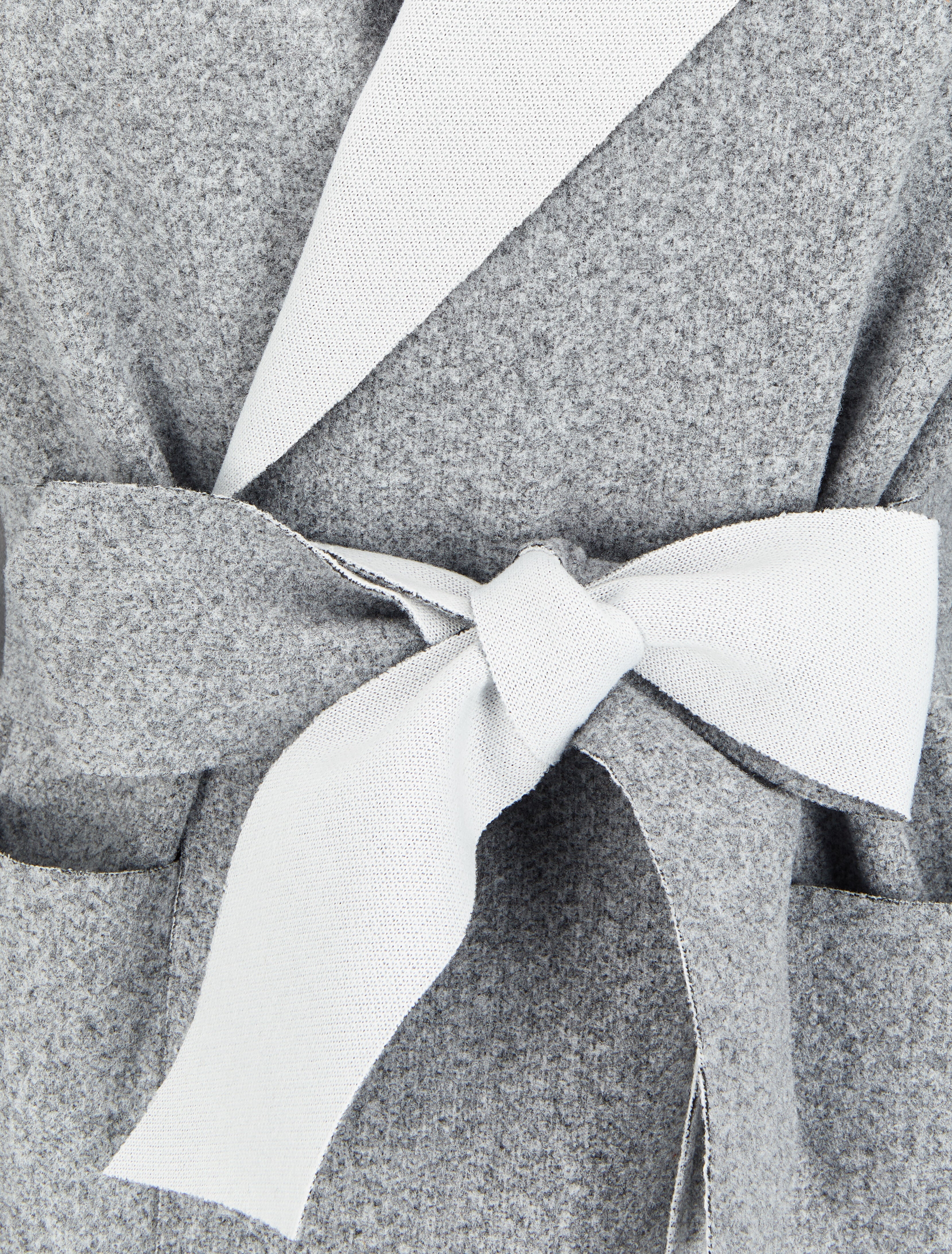 Manteau long ceinturé à capuche - Gris chiné - 3