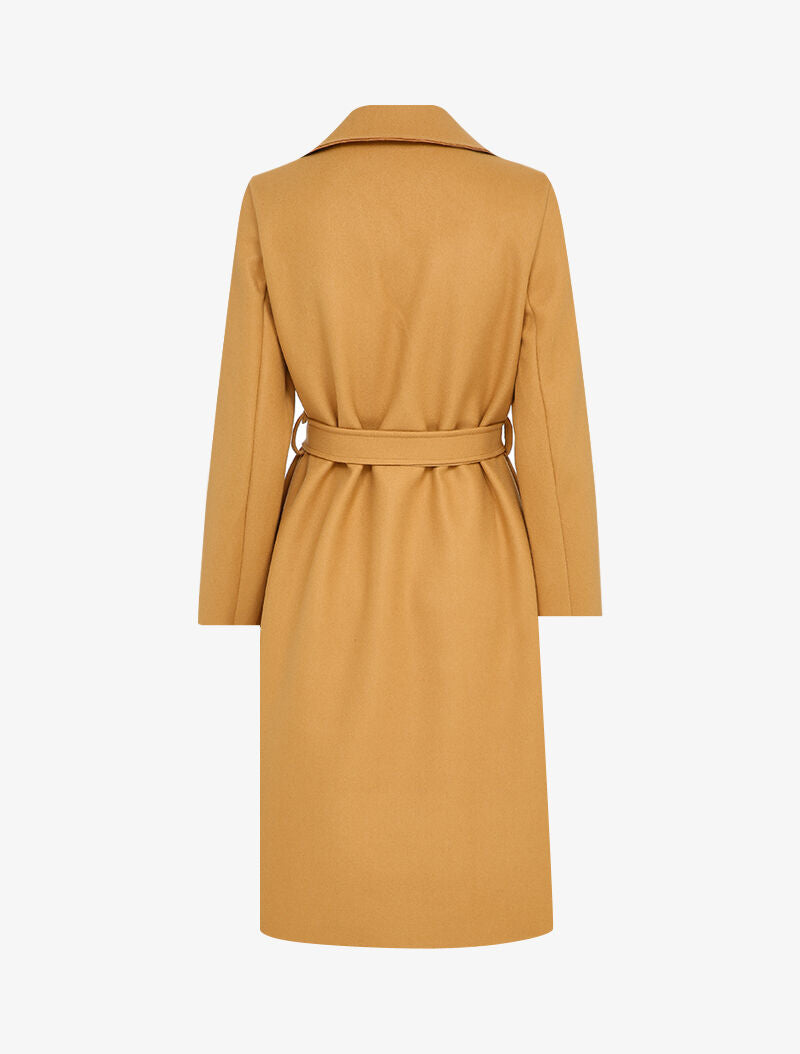 Manteau long ceinturé à double boutonnages - Camel - 2