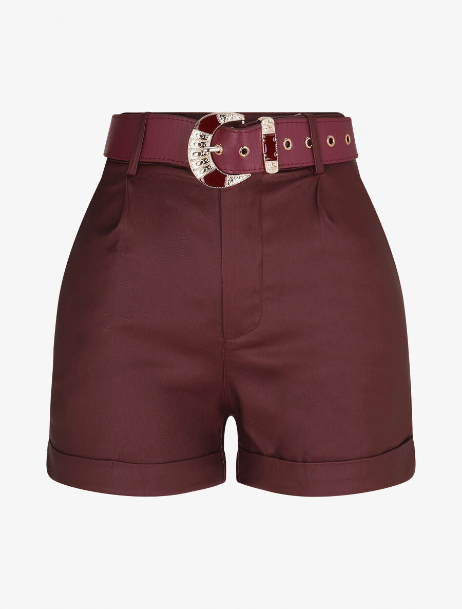 Short en simili à revers - Lie de vin - 5
