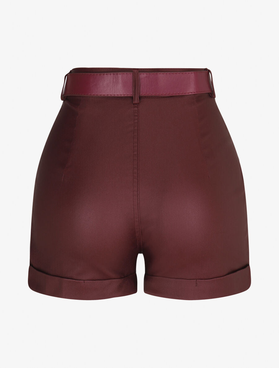 Short en simili à revers - Lie de vin - 2
