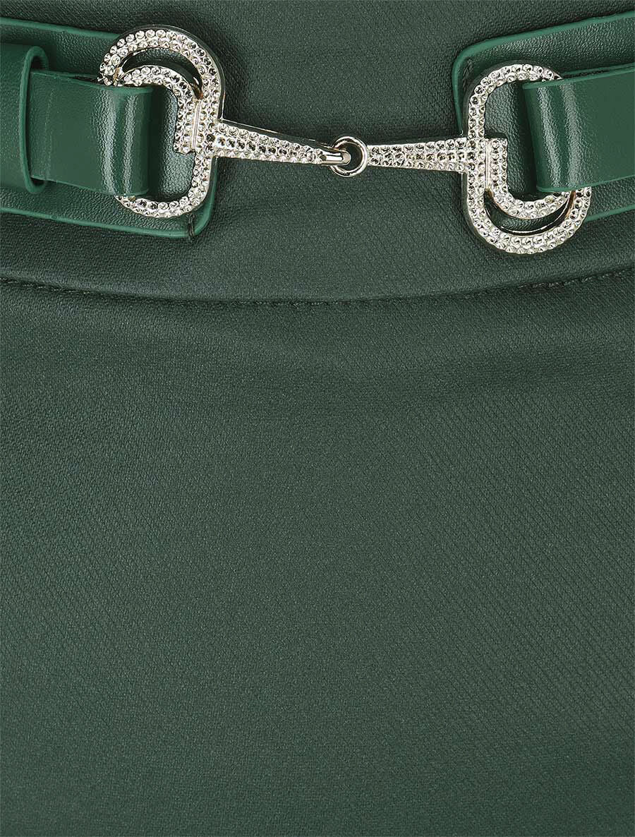 Jupe droite fendue en simili - Vert sapin - 3