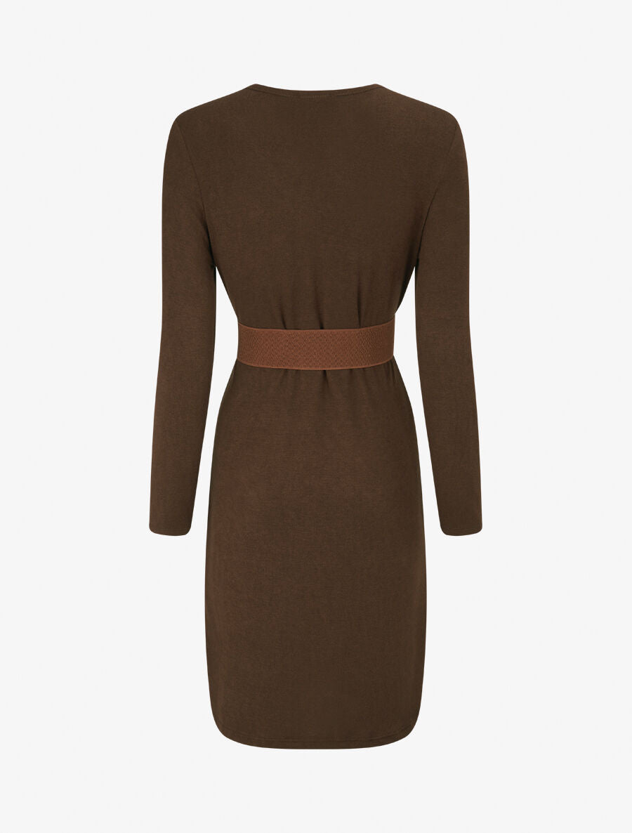 Robe pull col V fantaisie irisé - Marron - 2