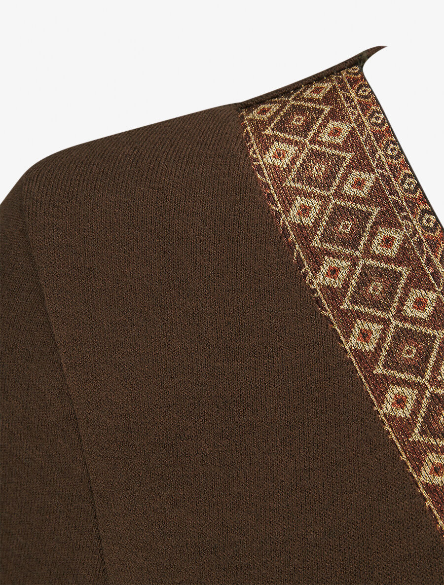 Robe pull col V fantaisie irisé - Marron - 3