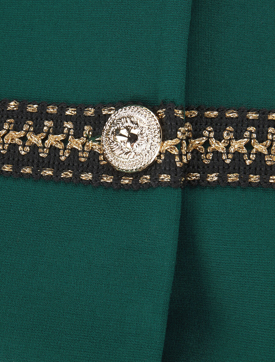 Veste courte à bandes stylisées dorées - Vert - 3