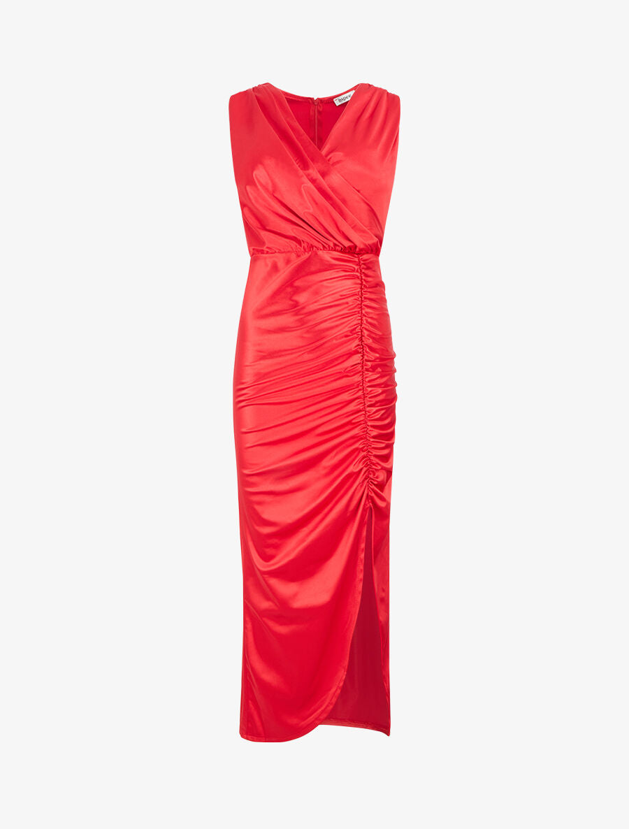 Robe de soirée coupe sirène drapée - Rouge - 1
