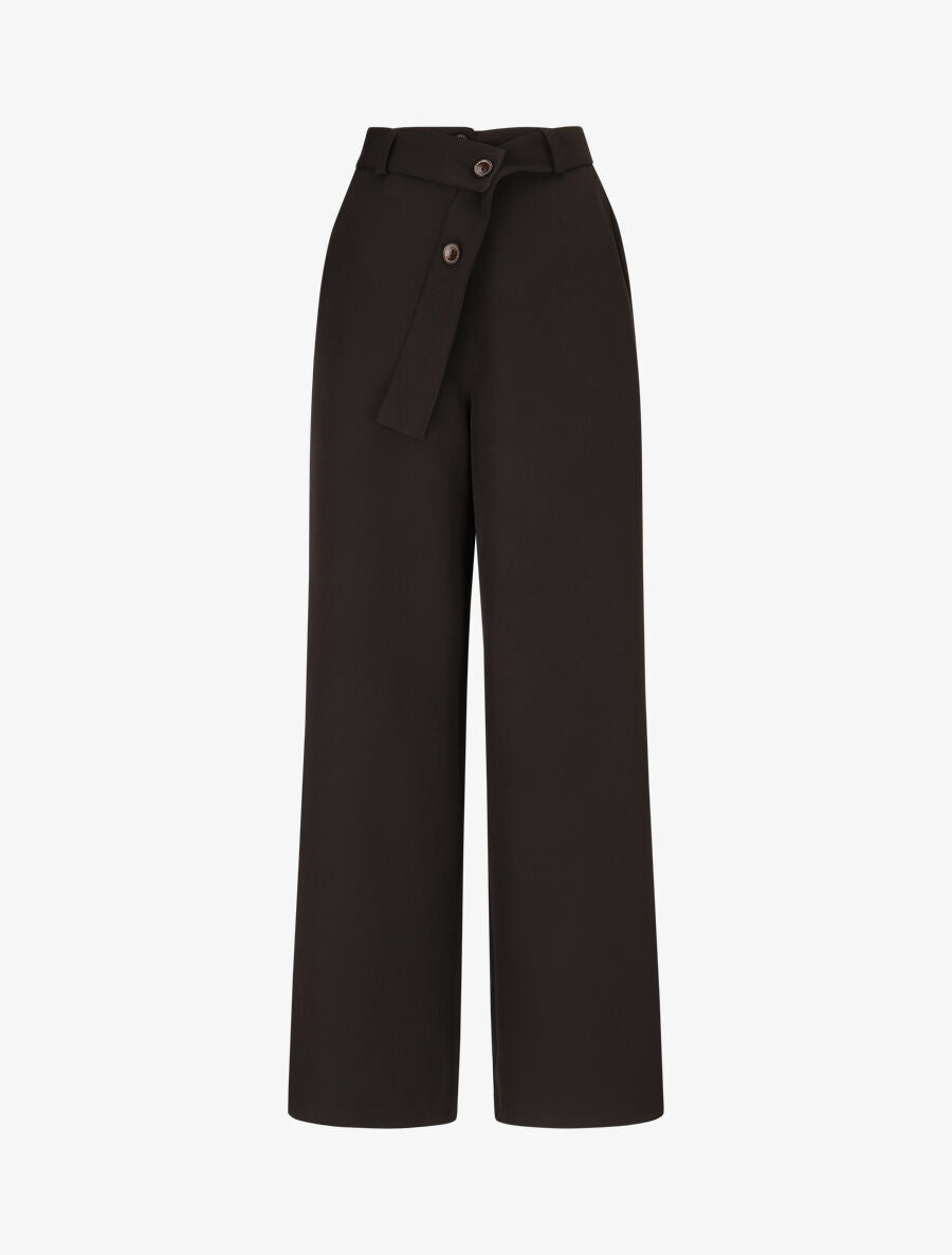 Pantalon ceinturé à taille élastiquée - Noir - 4