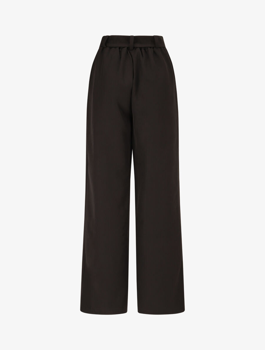 Pantalon ceinturé à taille élastiquée - Noir - 2