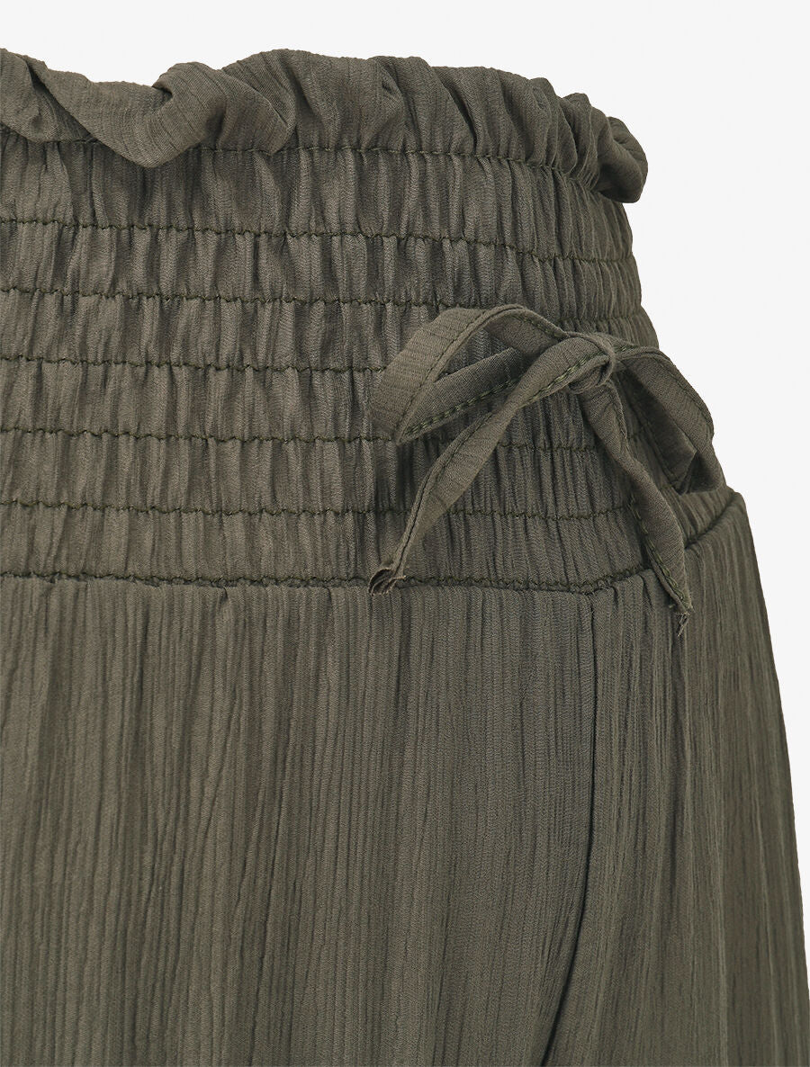 Pantalon fluide et texturé à taille haute - Kaki - 3