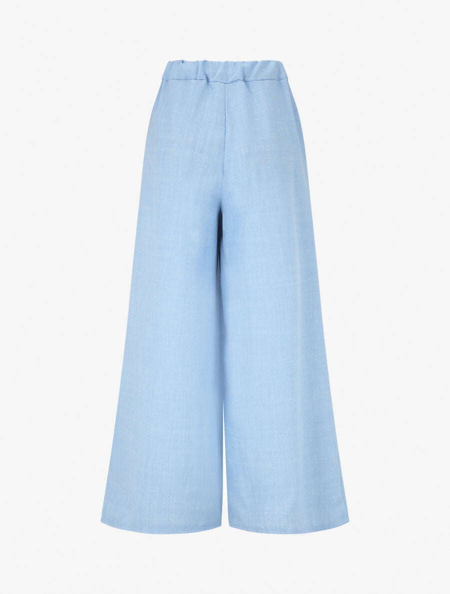 Pantalon uni effet lin - Bleu - 2