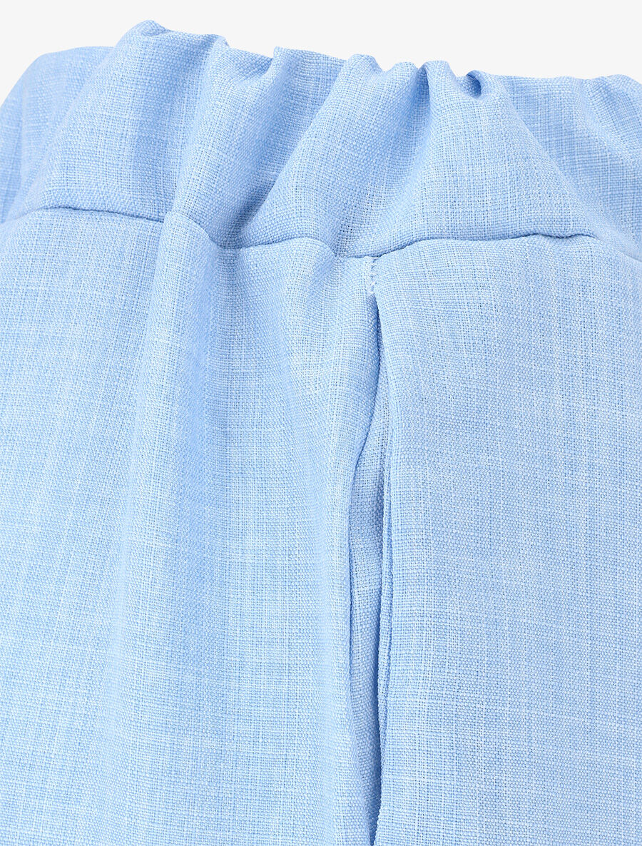 Pantalon uni effet lin - Bleu - 3