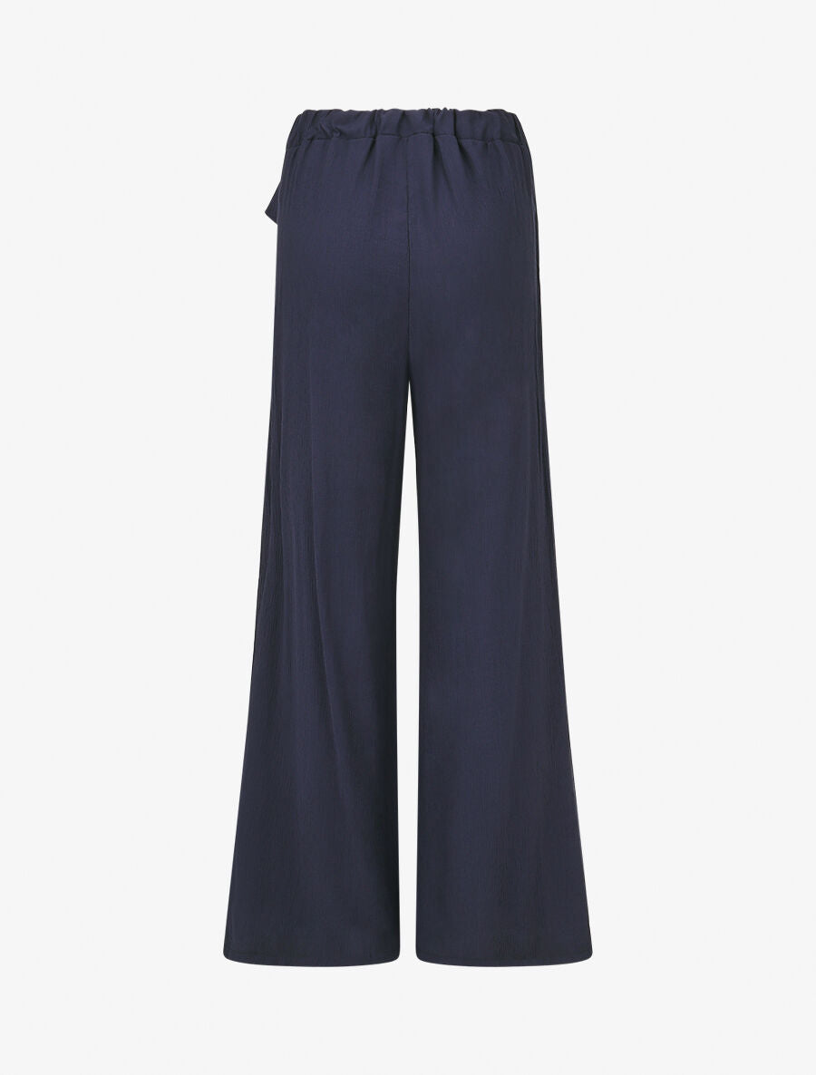 Pantalon texturé à pans - Marine - 2