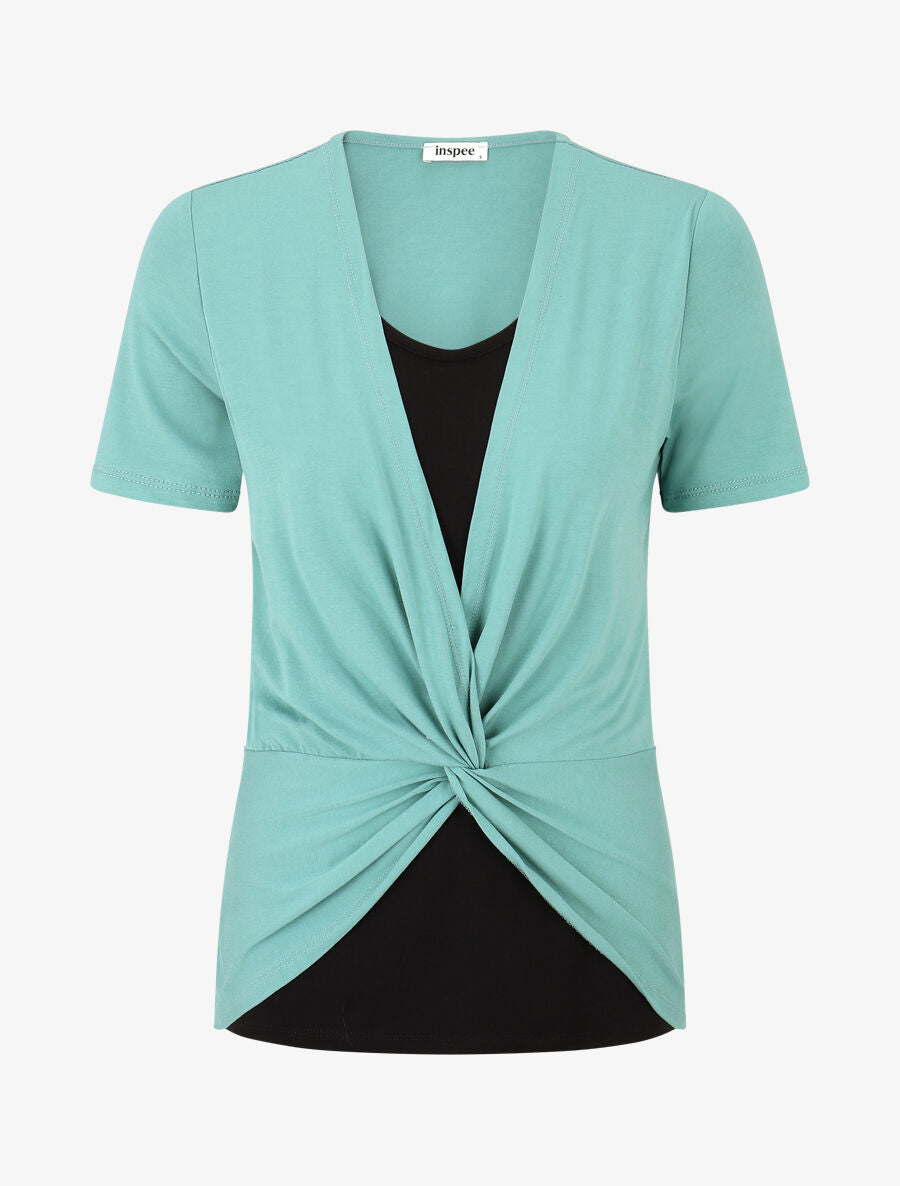 Top bicolore superposé - Vert d&