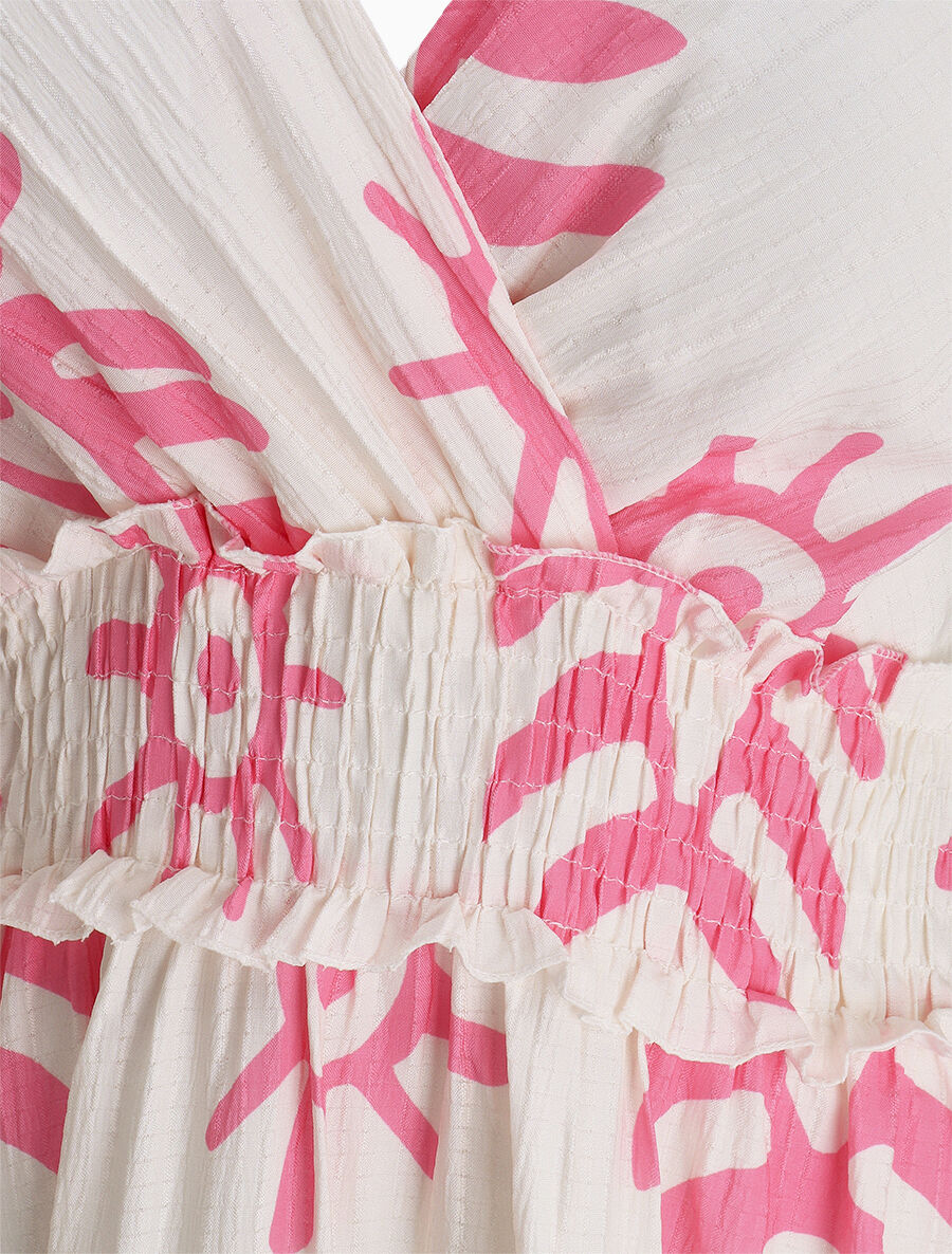 Robe élastiquée imprimé abstrait - Rose - 3