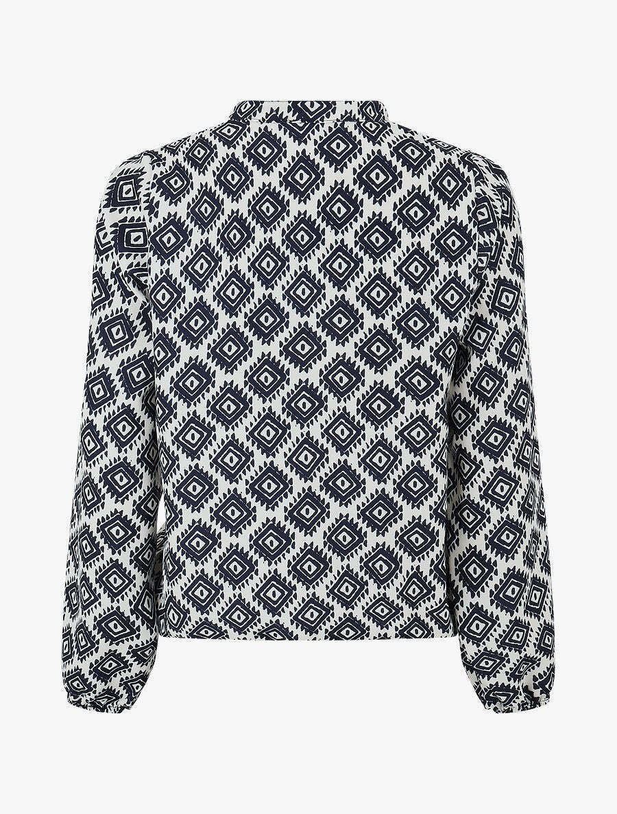 Blouse manches longues imprimé ikat - Marine - 2