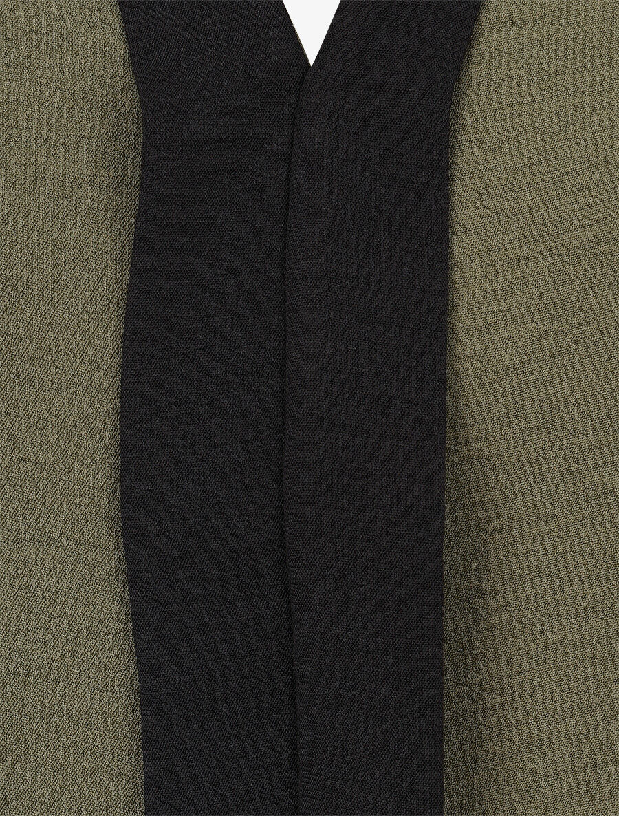 Top bicolore en voile - Kaki - 3
