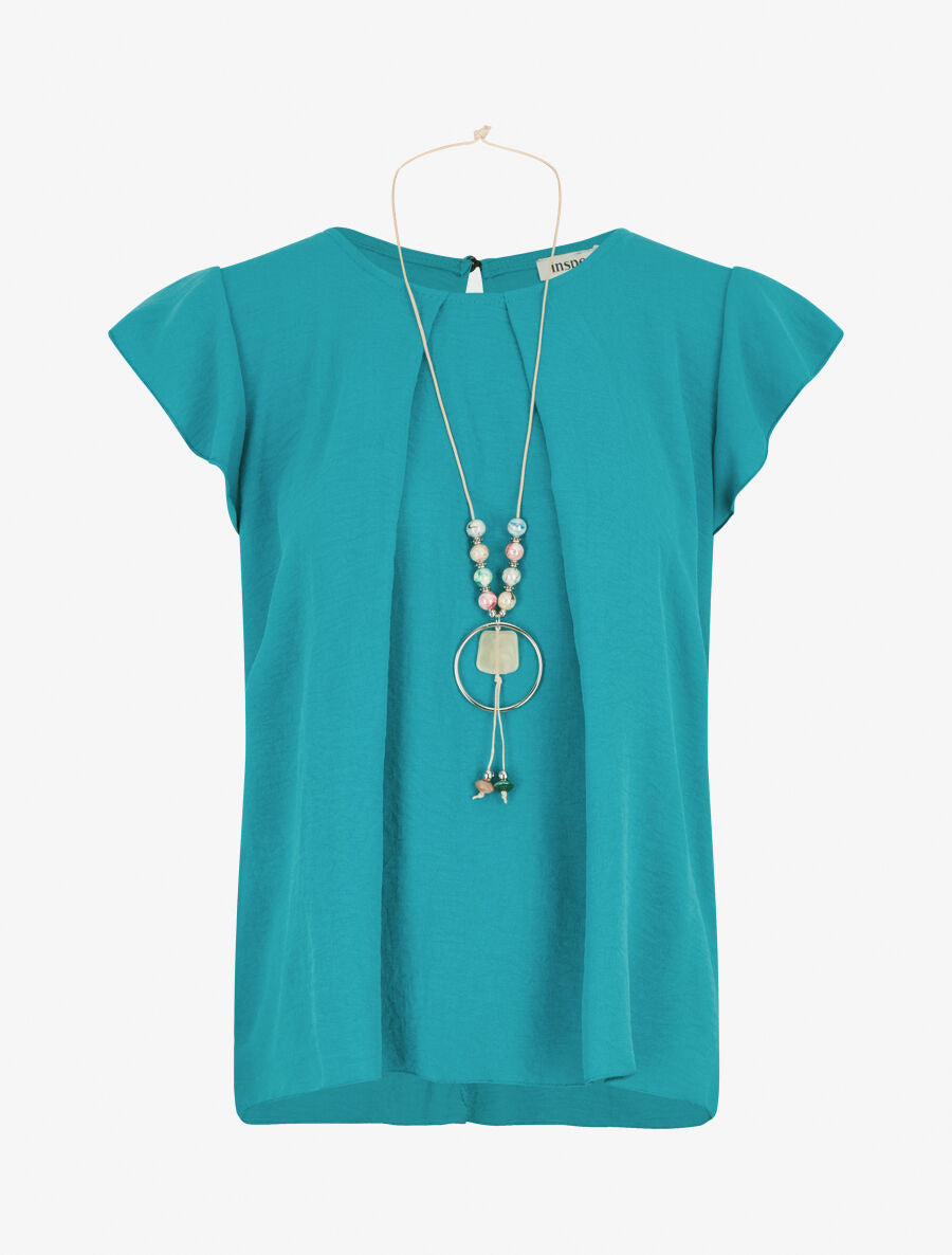 Top ample à dos effet drapé - Turquoise - 1