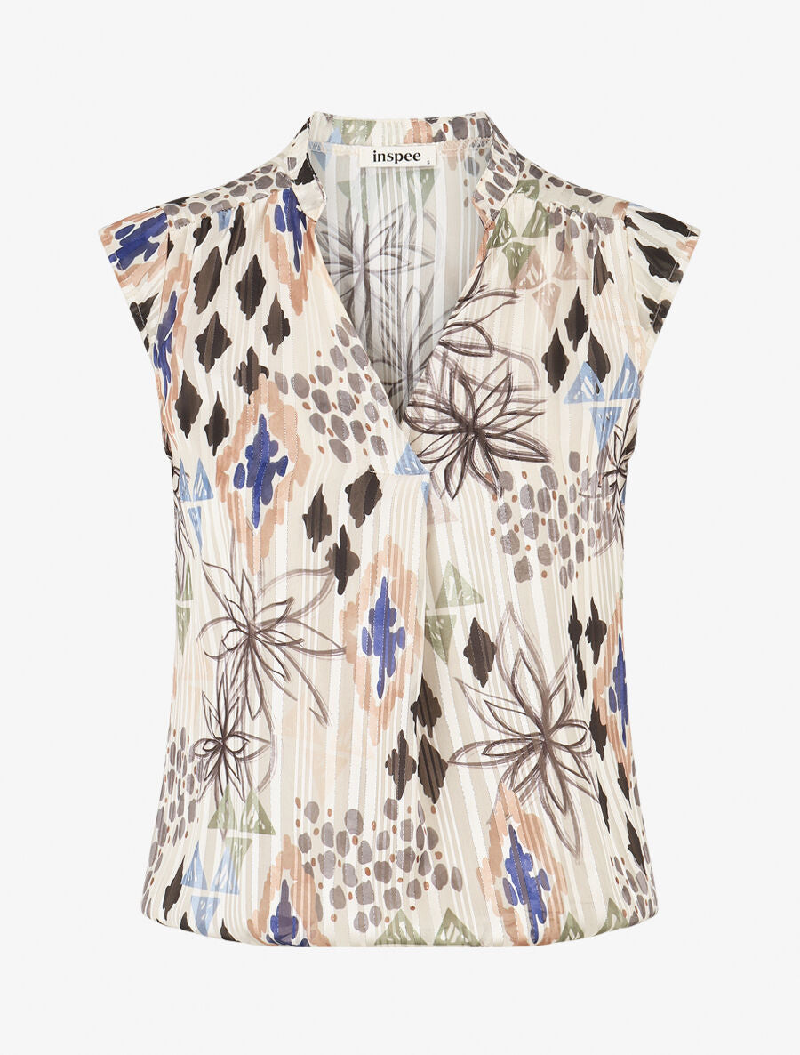 Top sans manches irisé imprimé floral - Noir - 1