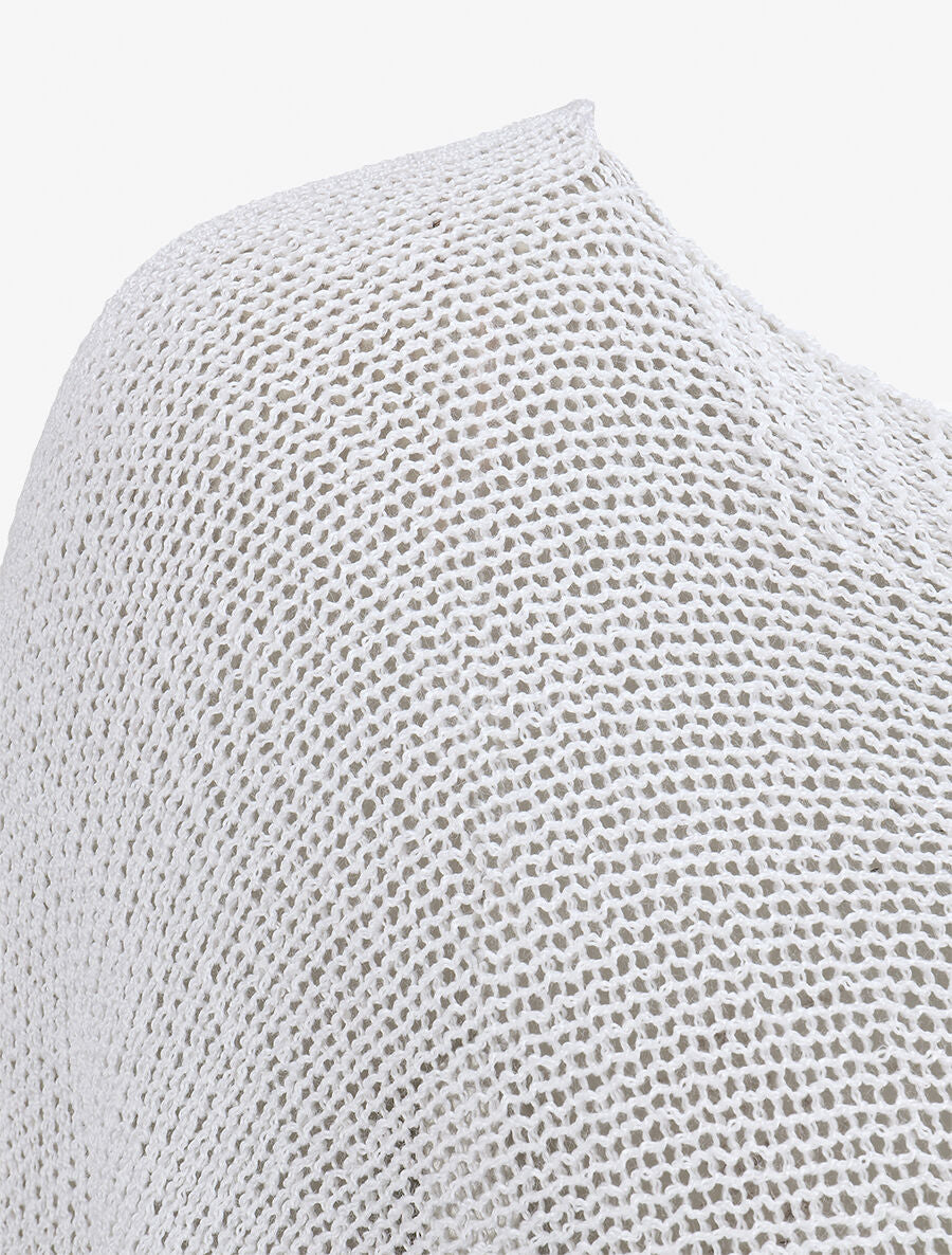Pull uni en maille ajouré au dos - Blanc - 3