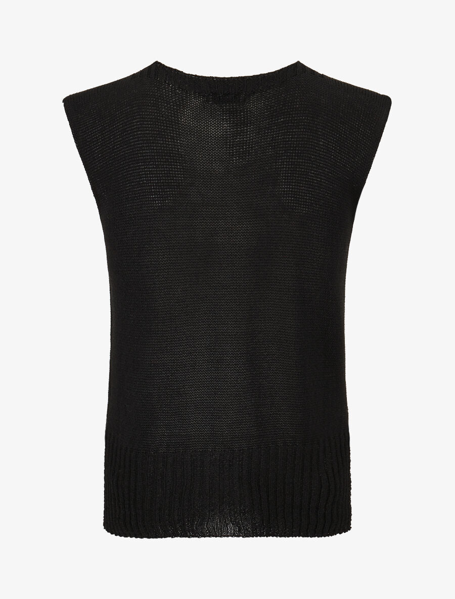 Top en maille à col V - Noir - 2