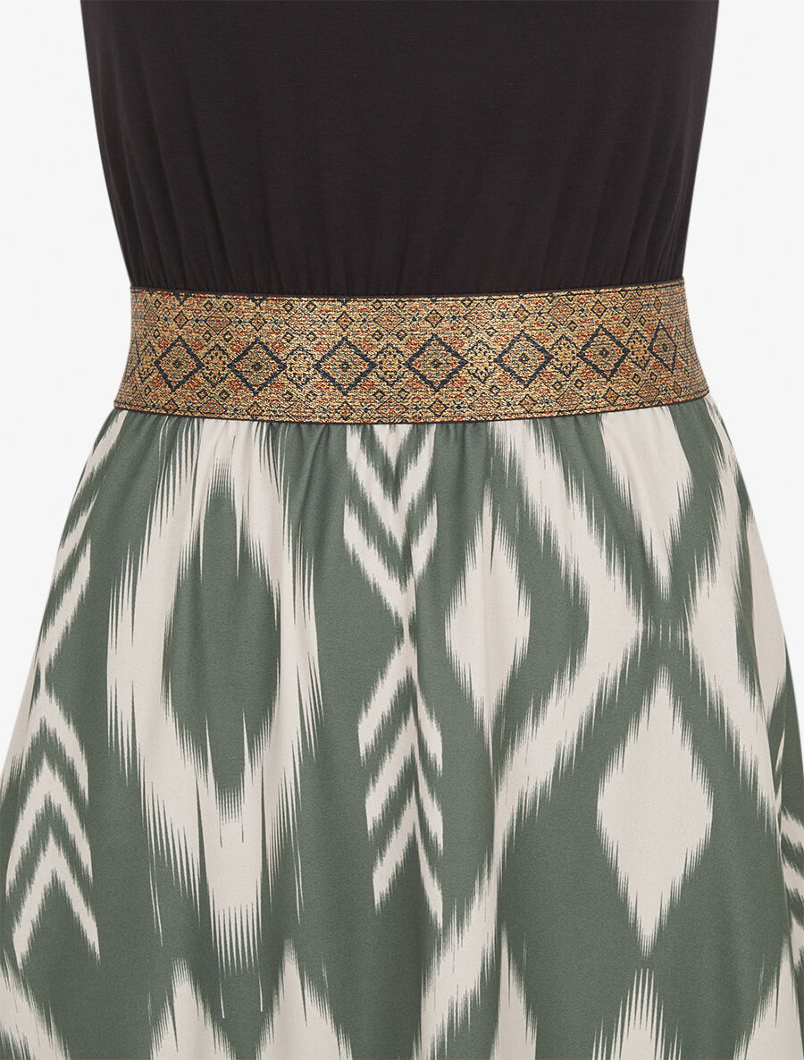 Robe longue à bretelles imprimé abstrait - Kaki - 3