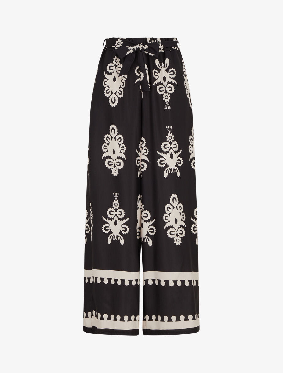 Pantalon ample à imprimé ikat - Noir - 1