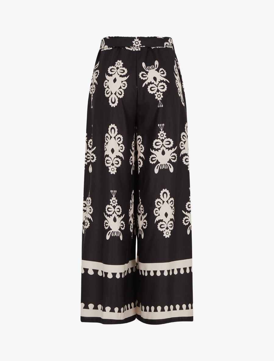 Pantalon ample à imprimé ikat - Noir - 2